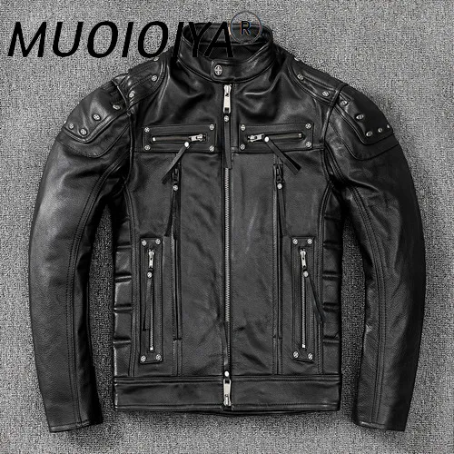 

Куртка MUOIOYIA из натуральной кожи, Мужская одежда, мотоциклетные мужские куртки, осеннее пальто, коллекция 2022 года, мужская одежда Бомбер,