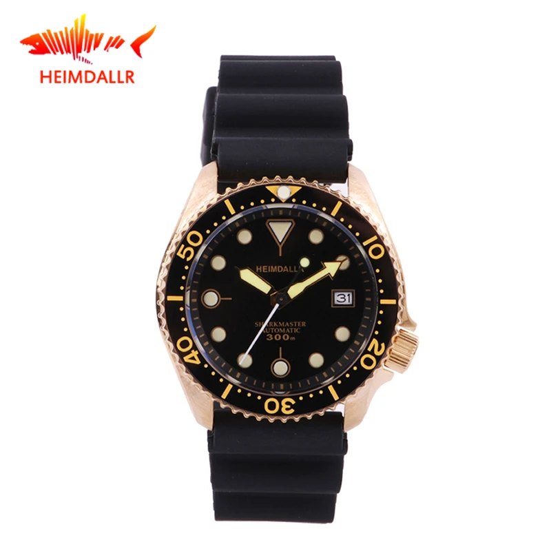 

HEIMDALLR Men Vintage Bronze Watch Sapphire 41mm Black Dial Men's Watch NH35A Automatic Movement 300M Water Resistance Watches