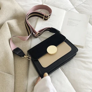 Кожаные сумки на плечо контрастных цветов для женщин, 2020, дорожная сумка, модная простая сумка-мессенджер через плечо, женская сумка через плечо