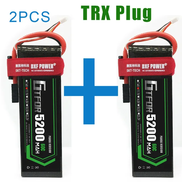 2PCS3S500mahTRX 2 шт. батарея Lipo 3s 4S 11,1 V 14,8 V 5200mAh 60C MAX 120C для 1:8 1:10 Радиоуправляемый автомобиль Дрон вертолет E Багги Truggy TRX автомобиль - Цвет: 2PCS3S500mahTRX