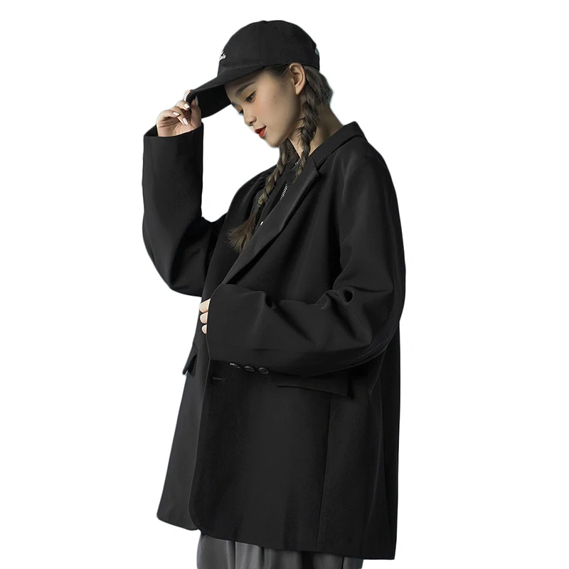 

British Style Casual Women Blazer 2021 New Spring Autumn Thin Notched Collar Female Suit Coat Single Breasted Oversize Coat