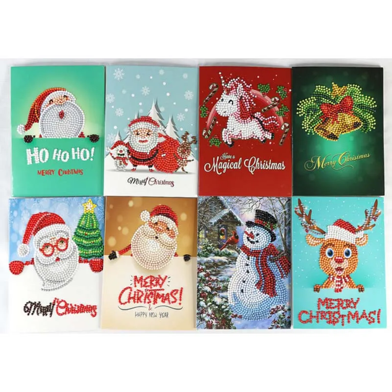 5D алмазная живопись мультяшная бумага рождественские поздравительные открытки