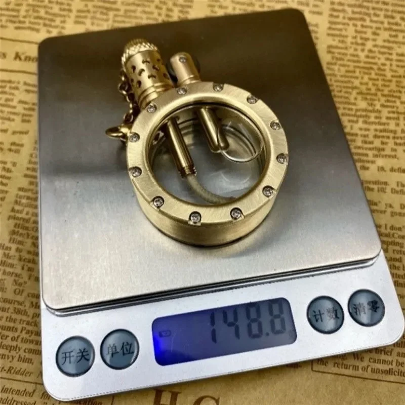 Handmade Pure Copper Gasoline Lighter Quartz Visible Transparent Oil Tank Lighters Portable Round Collection Gift for Man | Дом и сад