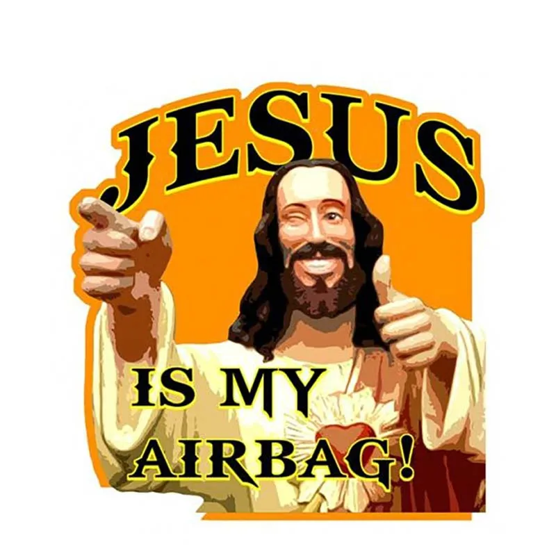

Funny Car Stickers Jesus Is My Airbag Vinyl Waterproof Sunscreen Creative Decals Car Personalized Decorative Accessories13cm