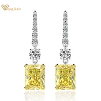 wong rain luxury 100 925 sterling silver created moissanite citrine gemstone drop dangle hooks earrings fine jewelry wholesale