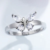 fashion butterfly shaped zircon crystal rings for women accessories wedding band engagement jewelry girl gift cute women rings
