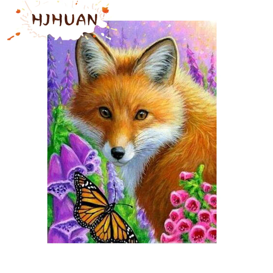 

Diamond painting Butterfly Butterfly fox and flower full drill cross stitch DIY diamond embroidery mosaic home decor art pictur
