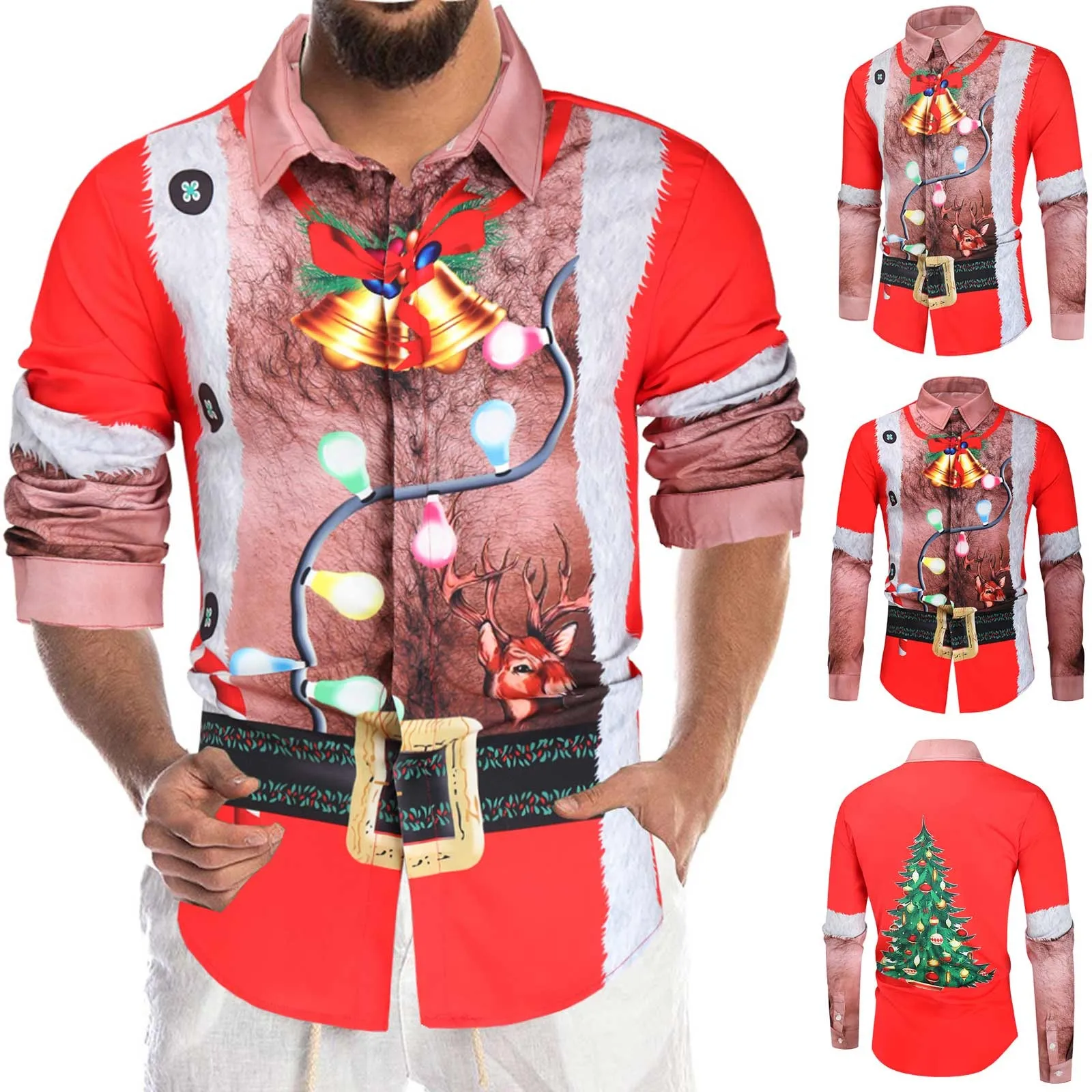 

Мужская рубашка из двух частей с принтом снежинок Рождественский Топ Блузка мужская одежда лацканы на пуговицах Роскошная рубашка blusa masculina