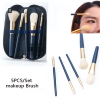 5pcs mini portable makeup brush set high gloss powder eyeshadow foundation beauty tool brush with zipper bag cosmetic tool