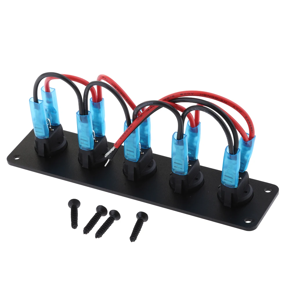 

5-Gang Round ON/OFF Rocker Toggle Switch Panel LED Light 12V