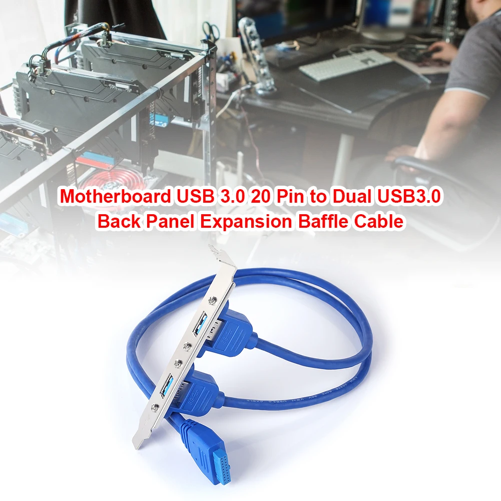 

Motherboard USB 3.0 Female 20 Pin to Dual File Board Cable USB3.0 Back Panel Expansion Rear Chassis Baffle Connecting Cable