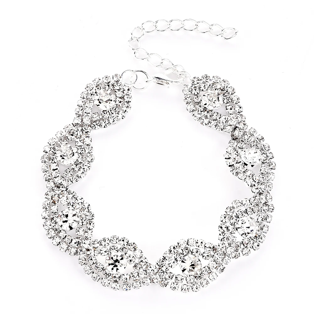 Женский элегантный блестящий браслет цепочка стразы с кристаллами и