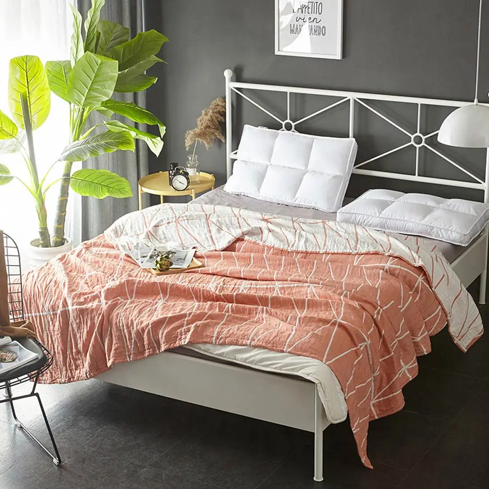 

Solstice Luxury Orange Leaf Towel Blanket Summer Aircraft Blanket Knitted Cotton Linen Fabric Air-Condition Nap Quilt Bedspread