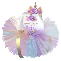 1 year cotton baby girl clothes 1st birthday dress party dresses for girls toddler kids baptism gown tutu outfits with headband