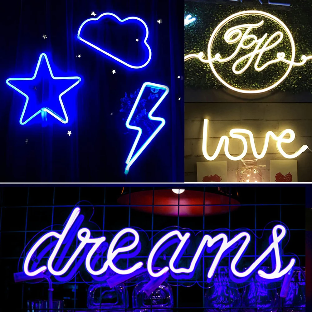 

2/3M Flexible LED Strip Light Neon Signs for Room Wall Decor 12V Waterproof Rope Night Lights DIY Anime Bedroom Store Art Signs