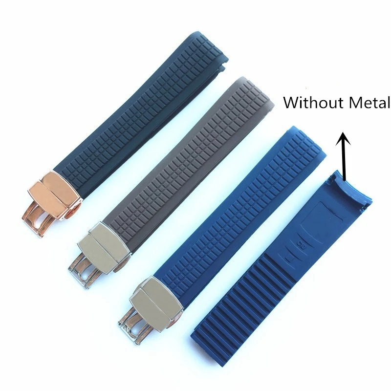 Silicone Rubber Strap Black Brown Blue 21mm watch strap for for PP Patek AQUANAUT 5167R-001 / 5167A-001 watch band bracelet