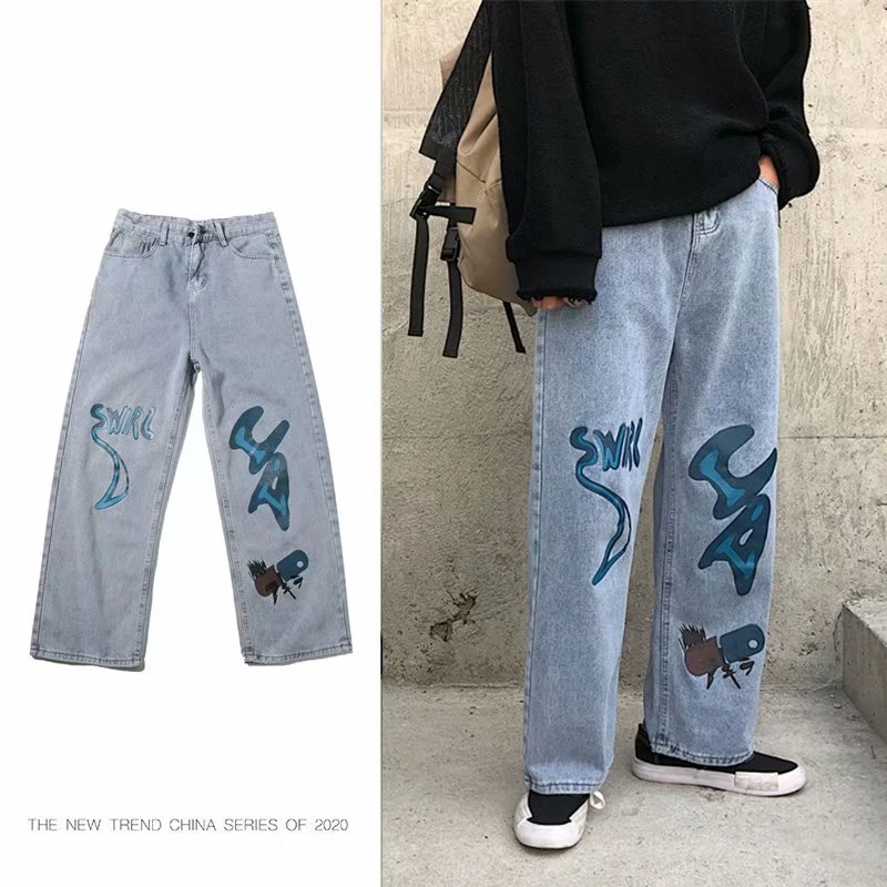 Мужские джинсовые брюки оверсайз повседневные длинные в уличном стиле винтажные