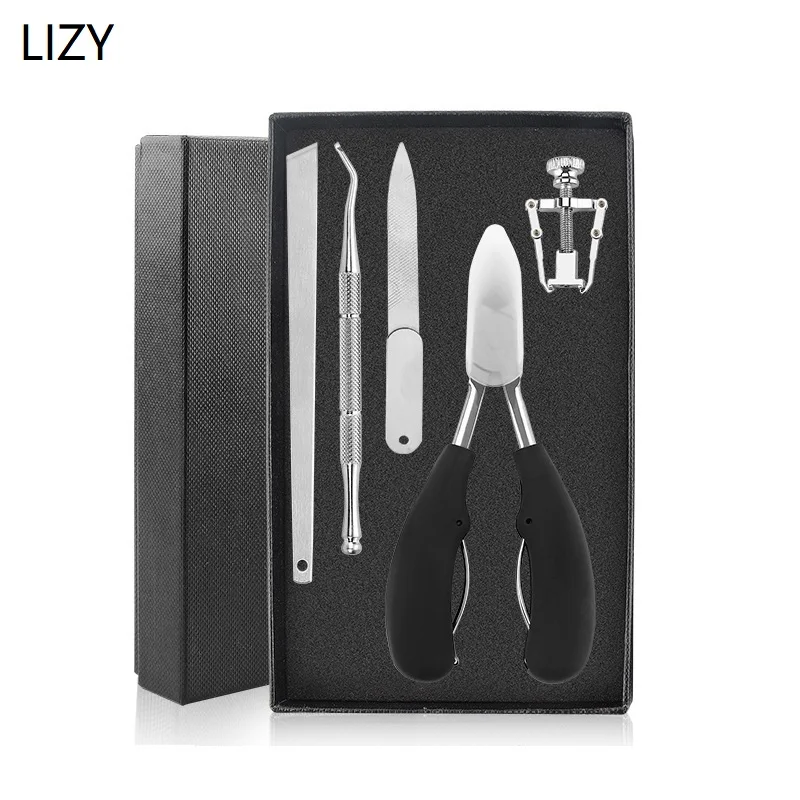 

LIZY 5pcs Pedicure Set Cuticle Remover Kit Nail Clipper Trimmer File Ingrown Toenail Corrector Manicure Fixer Foot Care Tool