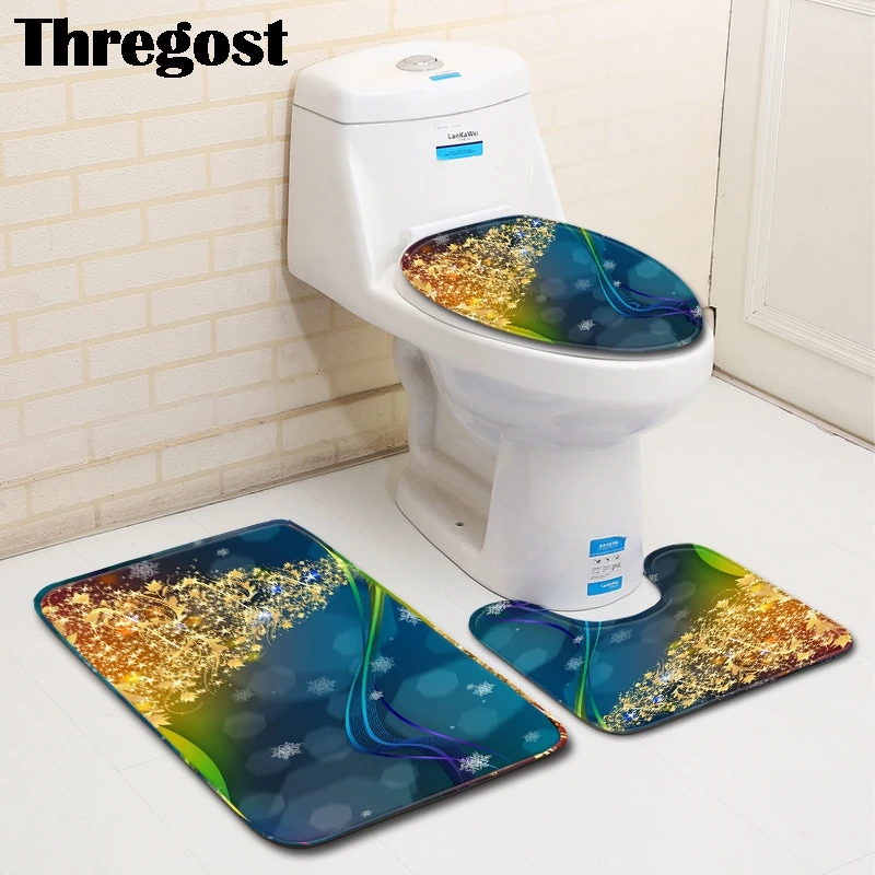

Thregost Merry Christmas Printed Shower Carpet Water Absorbent Mats Non-slip Bath Mat Memory Foam Rug Microfiber Rugs Washable
