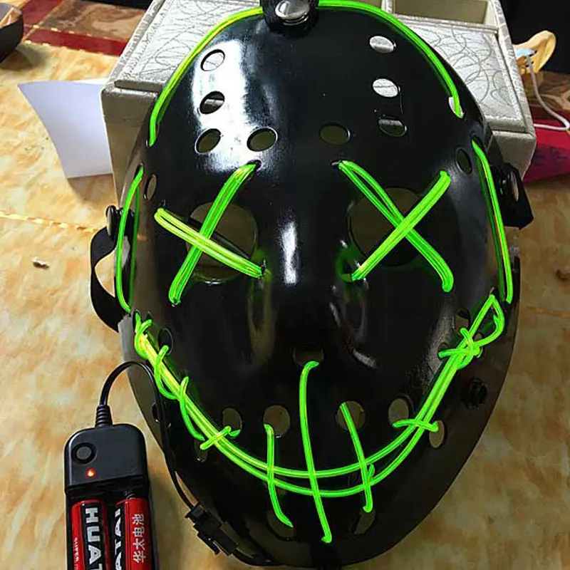 Светодиодный светящийся маска для Хэллоуина вечерние неоновые страшные маски