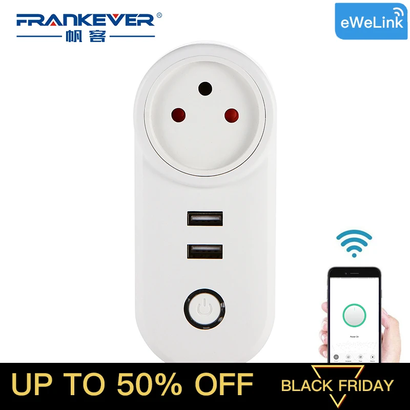 Умная штепсельная вилка FrankEver Israel Wi Fi с двумя usb портами Беспроводная розетка