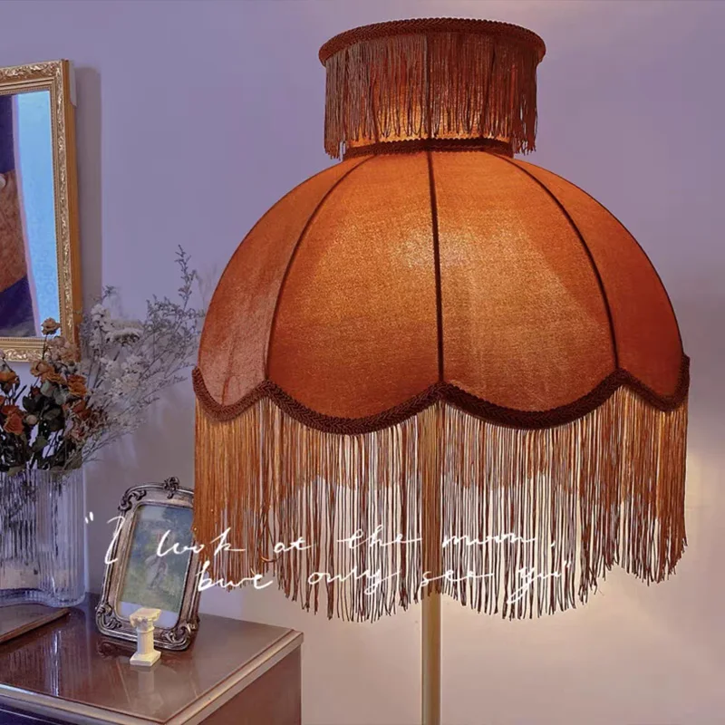 Купить Бархатный абажур с кисточками, ручная работа, Роскошный Ретро карамельный цвет, итальянский стиль, лампа, Тень для света