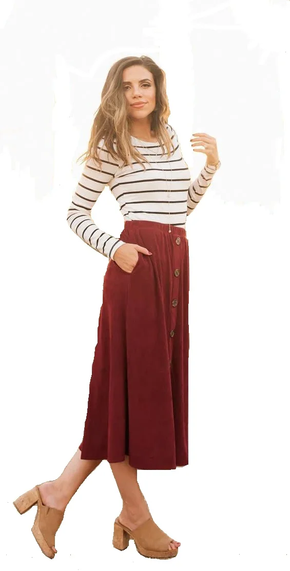 

Women's British best selling new solid color front and middle fake buckle women's dress skirt half skirt