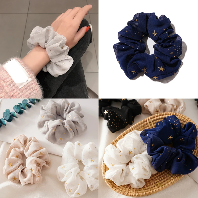 Новинка 2020 женские золотые резинки для волос со звездами головные уборы