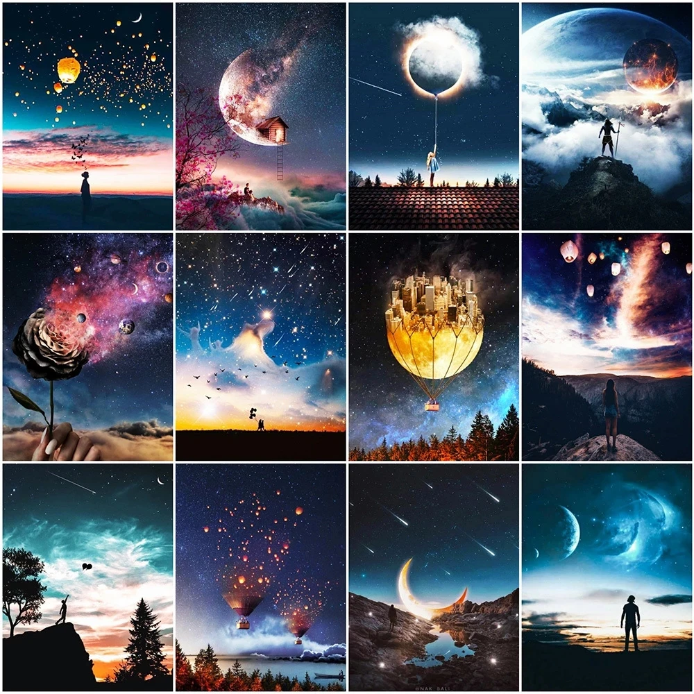 

Full Square/Round Drill 5D Diy Diamond Painting Universe Diamond Embroidery Night Landscape Rhinestone Mosaic Picture Home Decor