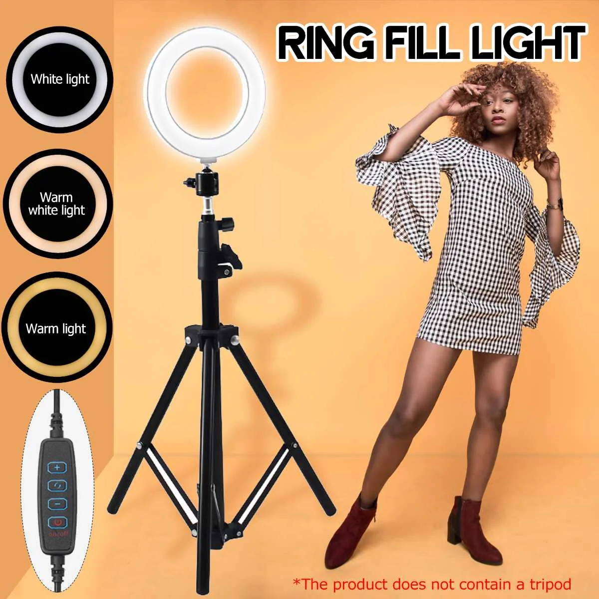 

6"/16cm 3200K to 5500K Ring Fill Light Photography LED Selfie Ring Ligh Dimmable Camera Phone Ring Lamp With Stand Tripods
