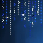 Рамадан украшения и формирующая листы для кровли 4 м золотого и серебряного цвета в форме звезды, Луны бумажные гирлянды ИД Мубарак одежда для свадьбы, дня рождения рождественские украшения для дома