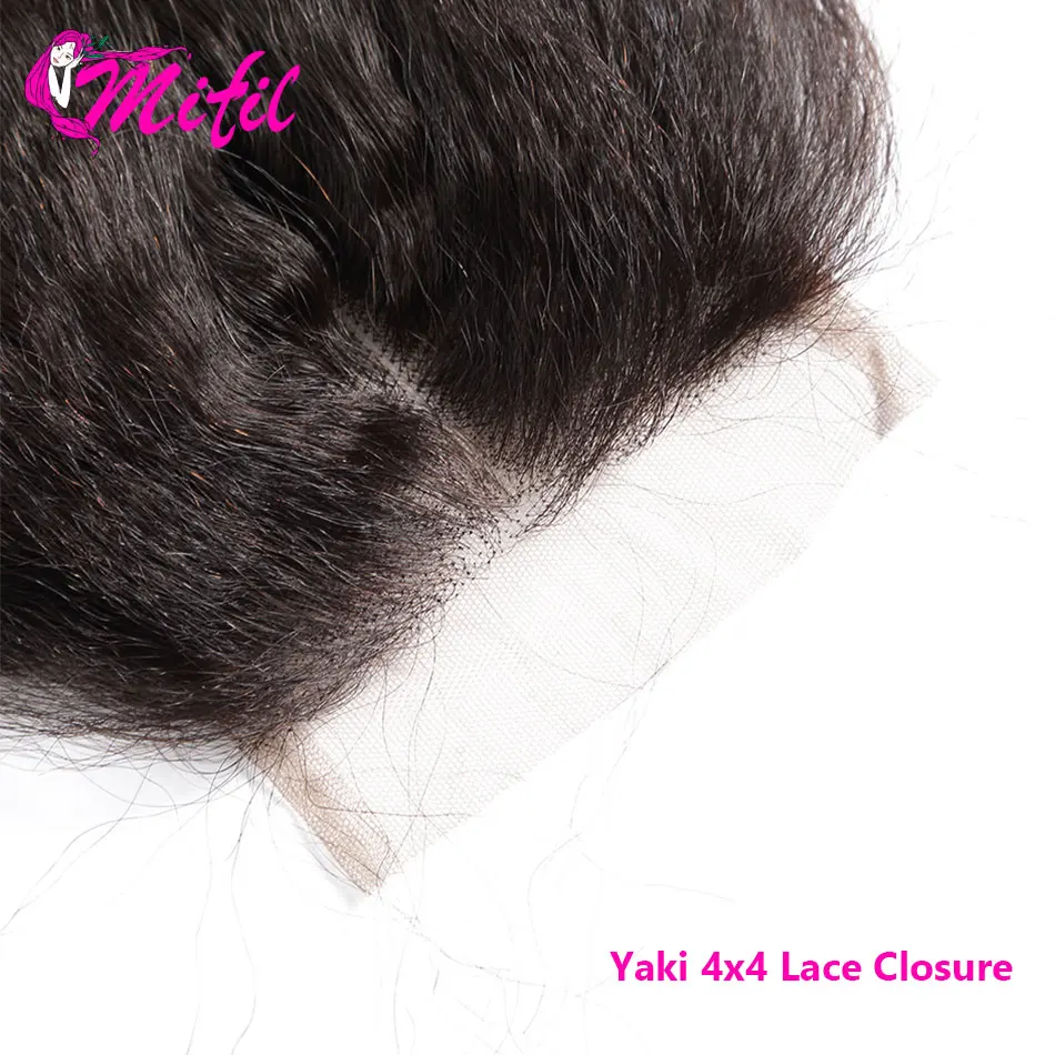 

Mifil Yaki Straight 4x4 Lace Closure Pre-Plucked Hairline Swiss Lace 100% Brazilian Human Hair HD Lace Closure With Baby Hair