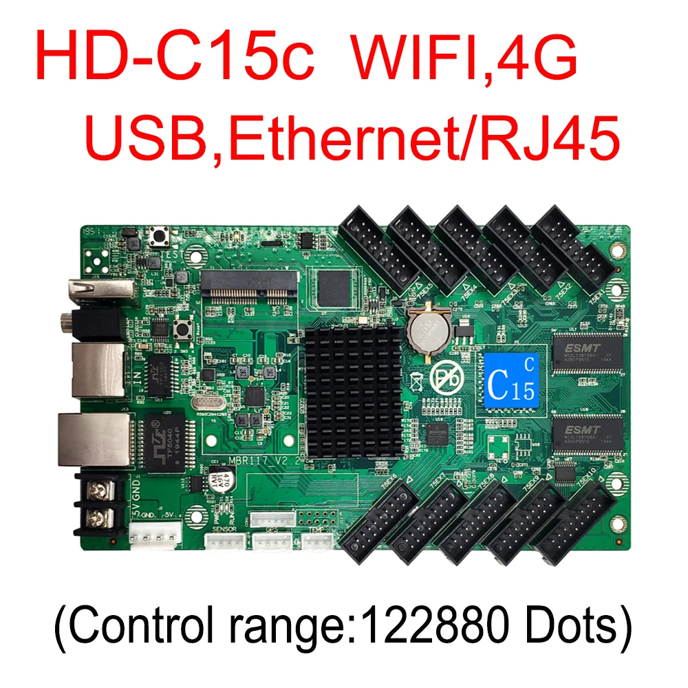 

HD-C15c полноцветный светодиодный дисплей управления с HUB75 USB WIFI 4G LAN RJ45 видеокарта светодиодный ная матричная панель асинхронная панель управл...