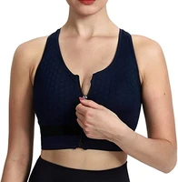 women sports bra high impact zipper front fitness gym running adjustabletops push up yoga crop top bras solid athletic vest