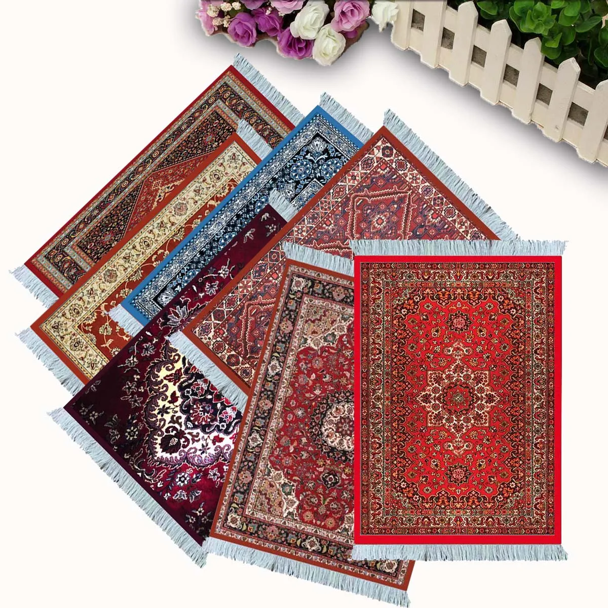

Private Design Persian Carpet Laptop Gaming Pc Computer Mechanical Keyboard Mousepad Edge White Tassel Rubber Desk Mat for Pet