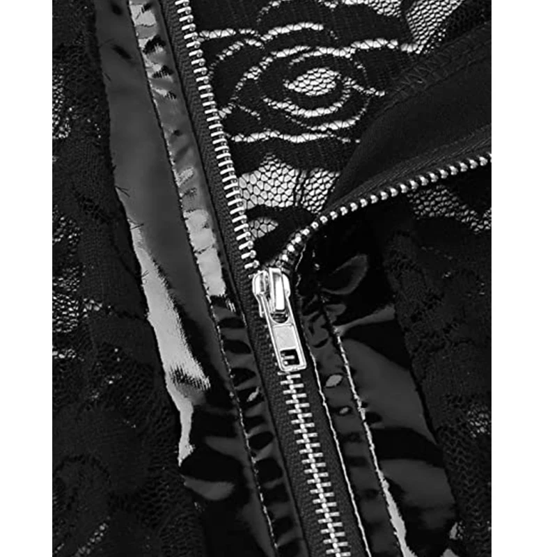 Женский кружевной комбидресс облегающий с мокрым внешним видом и шортами из