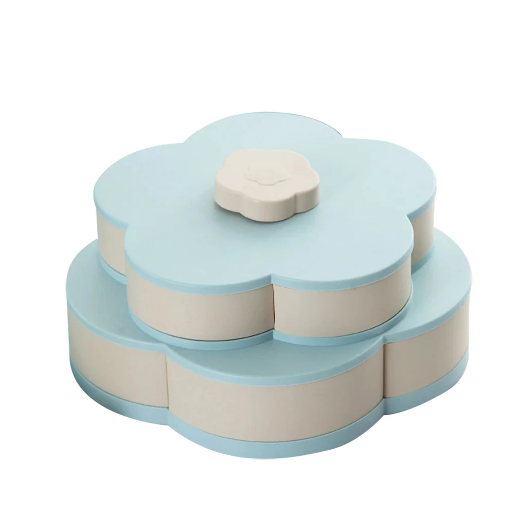 double layer Коробка для закусок, конфетница, лепесток, вращающаяся тарелка для сушеных фруктов, лоток для хранения закусок для рождественской вечеринки LXY9 - Цвет: double layer