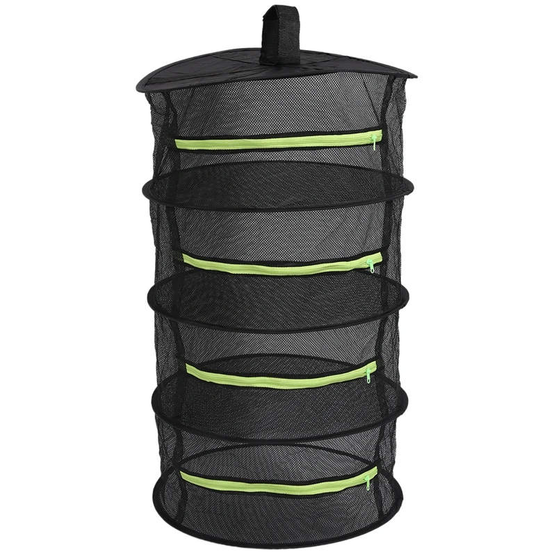 

Drying Net Multi-Layer Hanging Basket with Zipper Folding Dry Rack Herb Dryer Bag Mesh for Herbs Flowers Buds Planting Drying