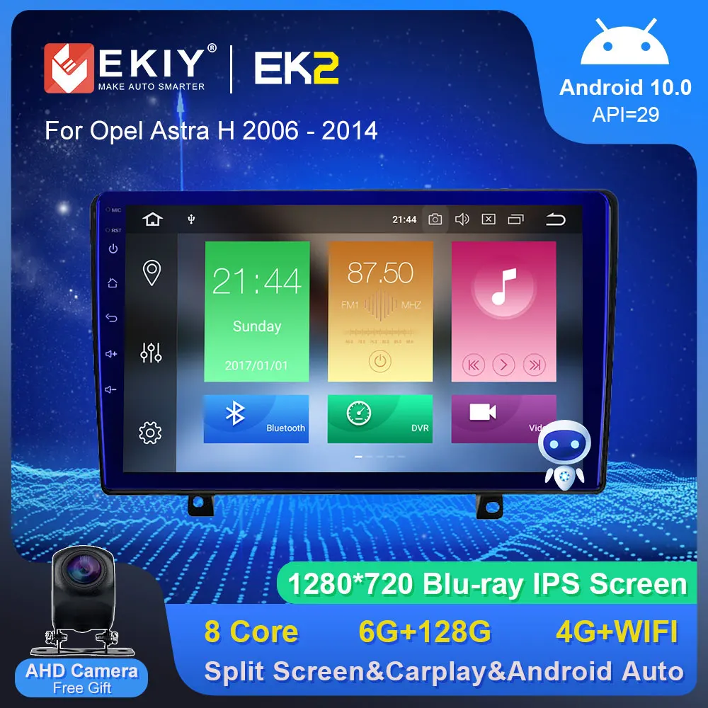 

Автомагнитола EKIY EK2, мультимедийный плеер на Android 10 для Opel Astra H 2006-2014, стерео, GPS, навигация, Carplay, Blu-ray, 2Din