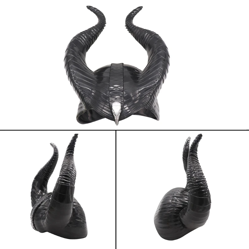

Halloween Black Long Horn Hat Magic Witch Queen Cosplay Headpiece Party Props Q6PB