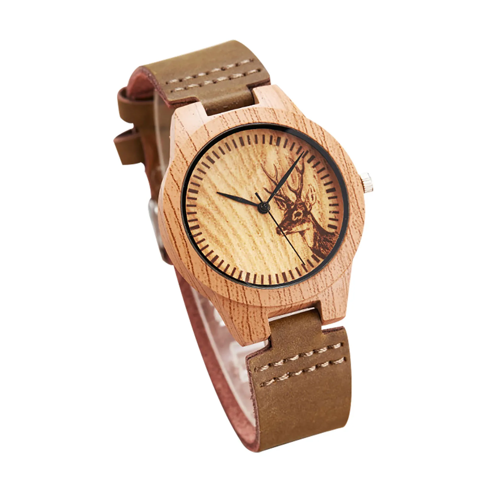 

2021 Wristwatches Ladies Leather Simple Retro Watchband Wooden Dial Personality Watch Reveals Your Temperament