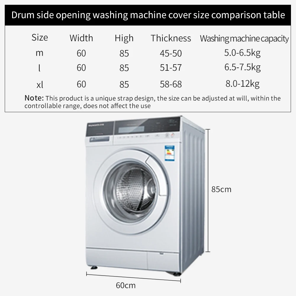 

Waterproof Washing Machine Cover Home Polyester Roller Laundry Silver Coating Dustproof Case Cover Washing Machine Cover