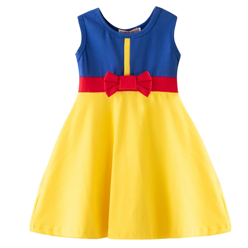 Модное детское платье с рисунком милое Повседневное принцессы Белоснежки бантом