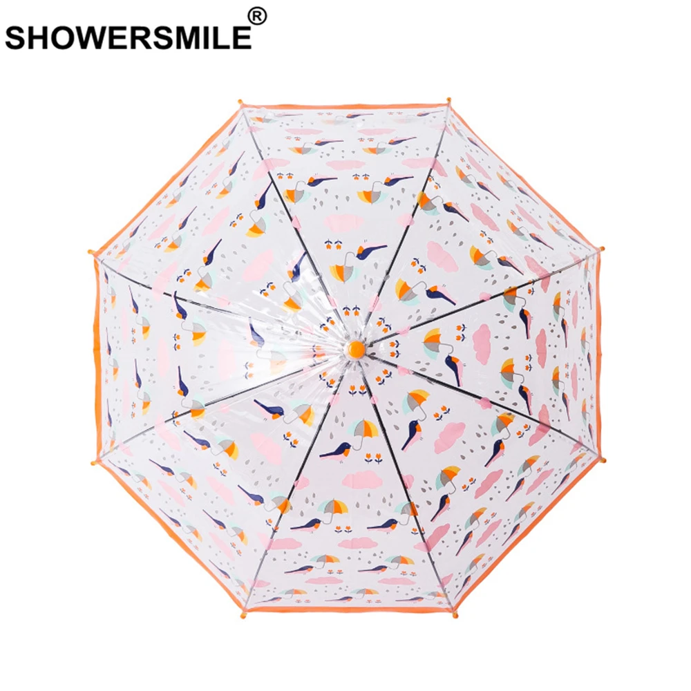 SHOWERSMILE Детский прозрачный зонт слон Аполлон Зонт от дождя Дети мультфильм желтый длинная ручка Guarda Chuva