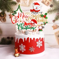 1set merry chirstmas topper cake snowman christmas cake baking decoration christmas theme party happy birthday cake topper
