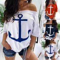 women sexy off shoulder blouses summer slash neck batwing sleeve blouses shirt casual loose print tops