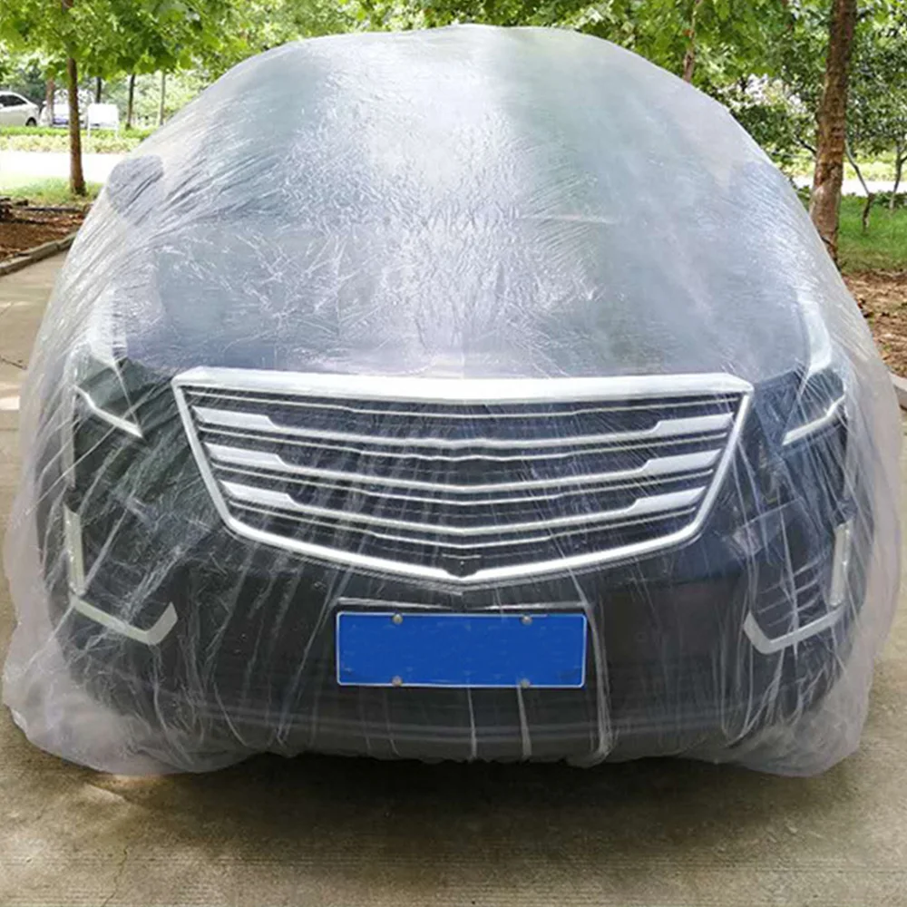 

M L LL Universal Clear Plastic Temporary Car Cover Rain Dust Garage Cover Disposable Car Rain Dustproof Car Cover