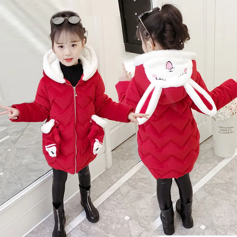Зимние куртки для девочек Новое Модное детское теплое пальто одежда с капюшоном