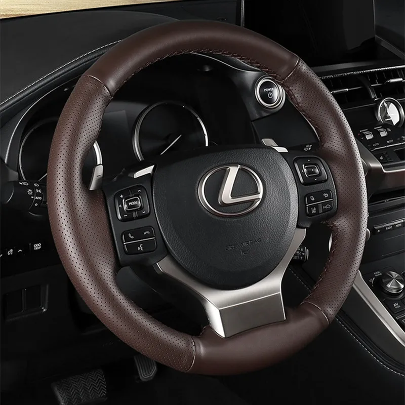 

DIY Hand-Stitched Carbon Fiber Suede Leather Car Steering Wheel Cover for Lexus ES200 NX200 ES300h Interior Auto Accessories