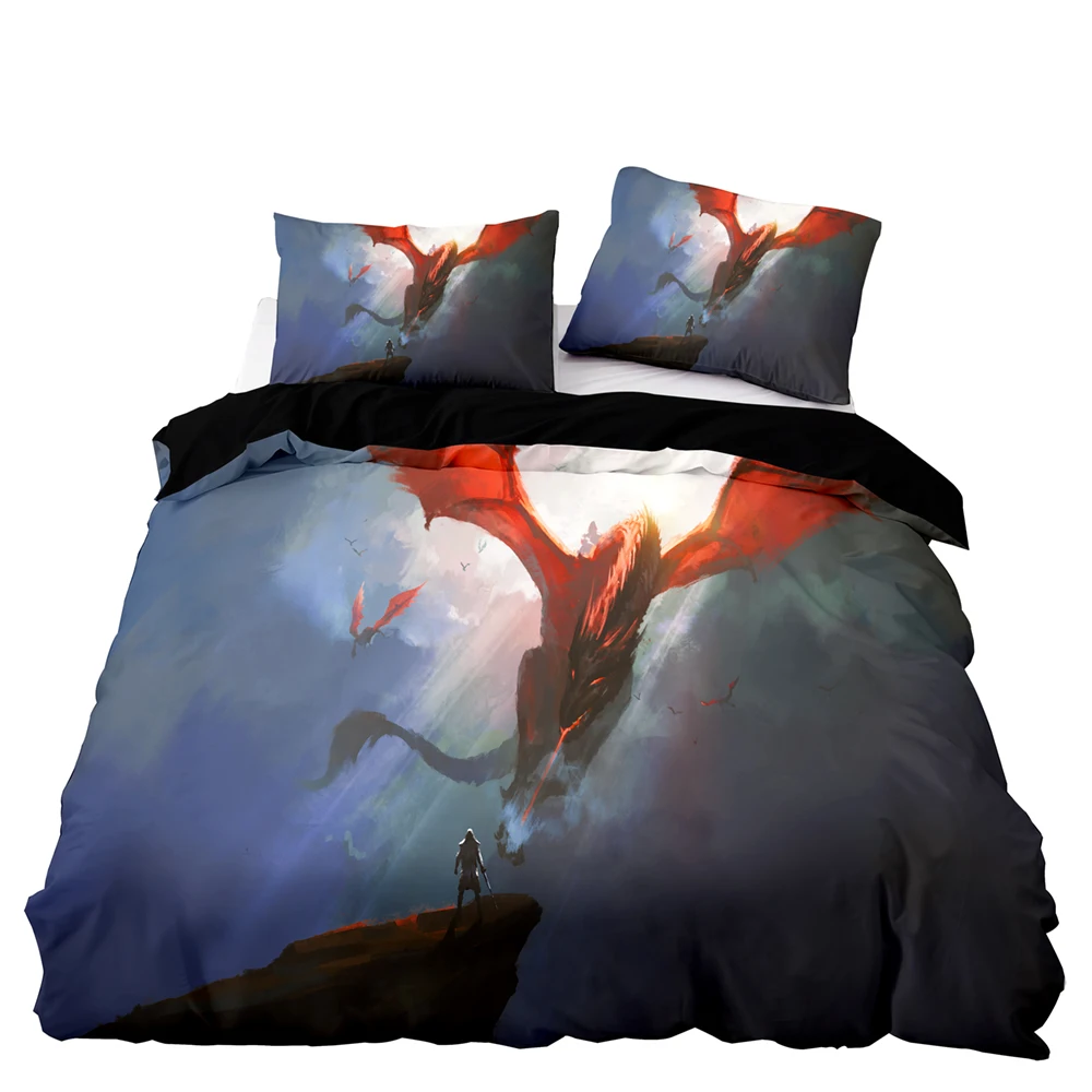

Комплект постельного белья в готическом стиле с рисунком летающего дракона